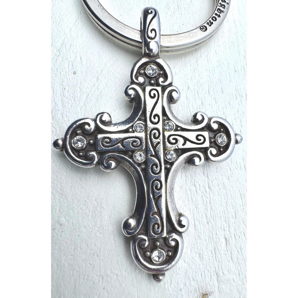 Brighton Silver Tone Divinity Cross Key Fob Ornate Scrollwork Keychain Charm - Picture 3 of 11